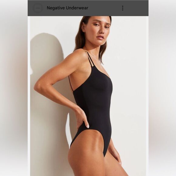✨NWT ✨Negative Underwear Black One Shoulder Strap Onepiece Swimsuit Size Small - Picture 1 of 5